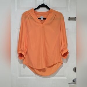 Chico's Vibrant Orange V-Neck Blouse